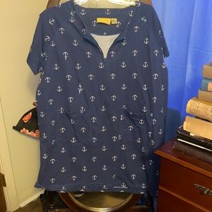 Sun Casuals Navy & White Anchors Minidress, Size 2X